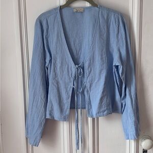 Women’s Bellambra Made in Italy Linen Blend Tie Front Blouse/Jacket Size Small